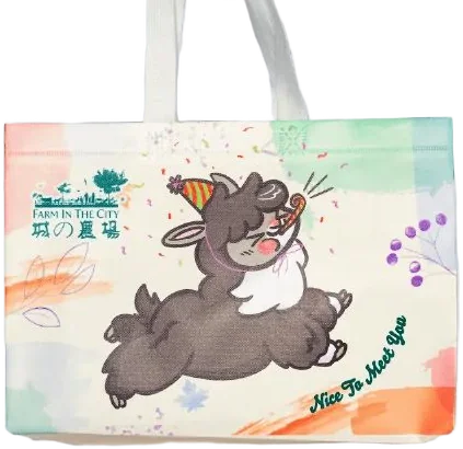 Cream Farm In The City tote bag with an illustrated goat