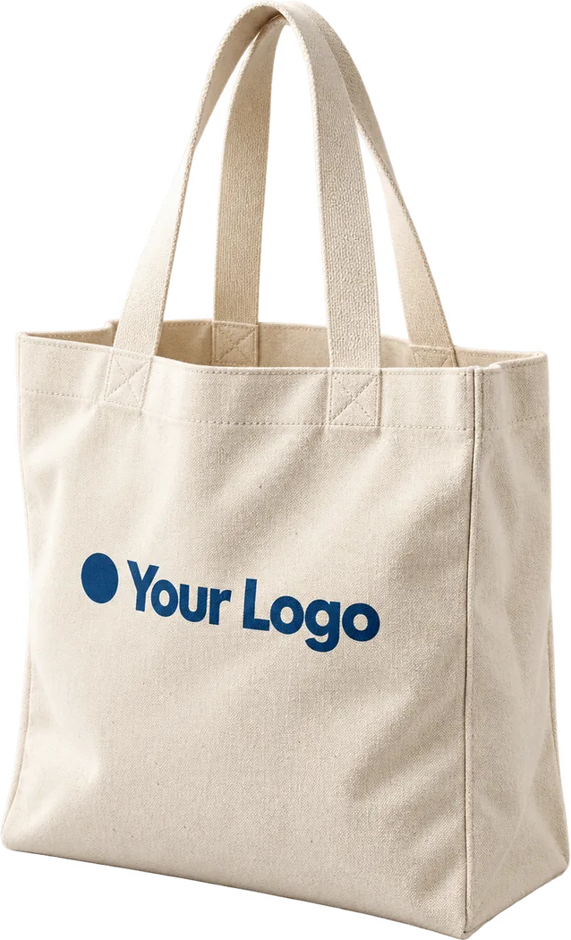 Natural cotton canvas tote bag with long webbing handles